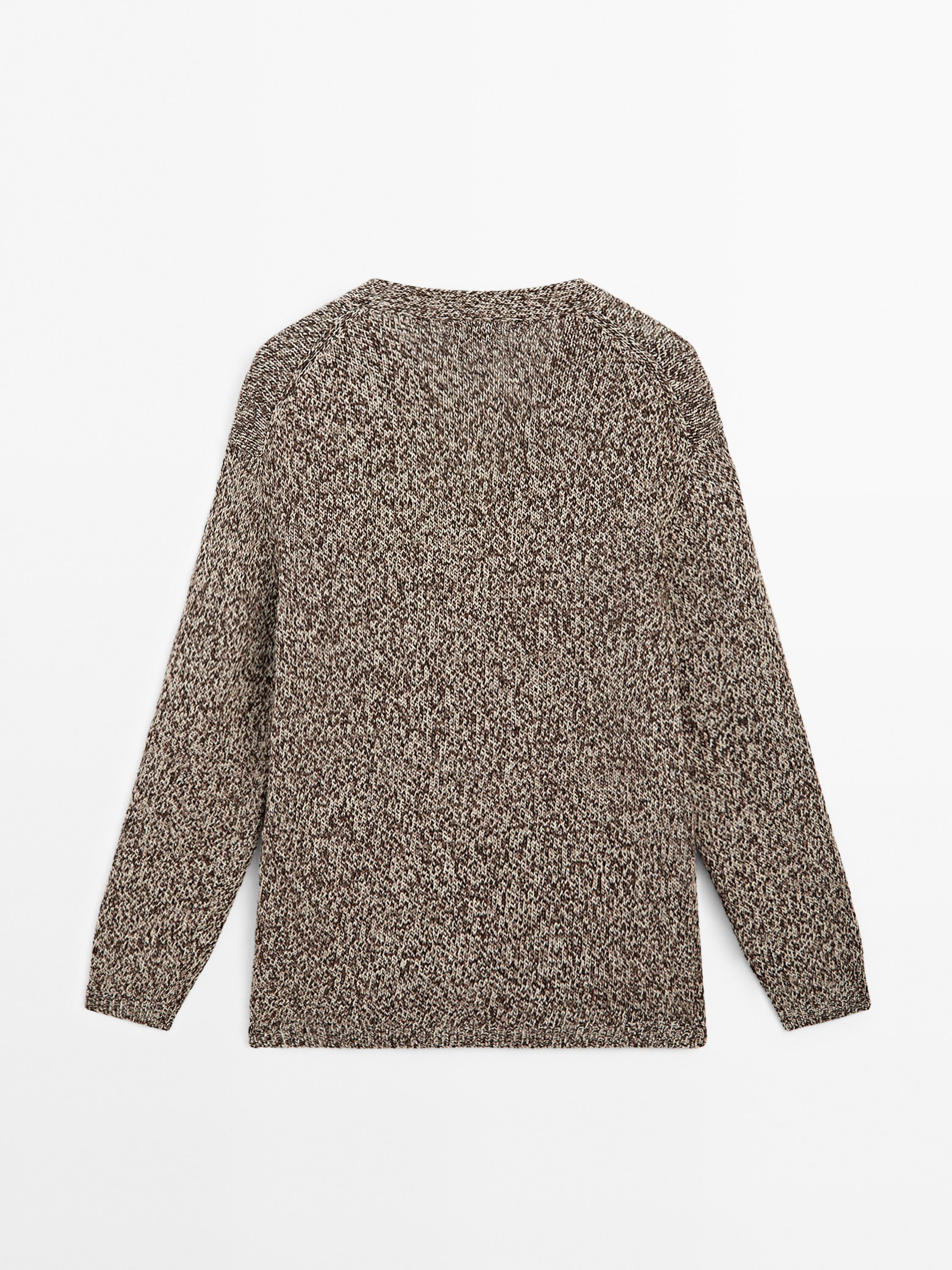 Cardigan long maille moulinée col en V